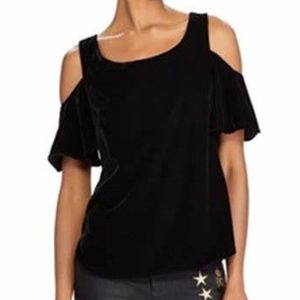 ❤️‍🔥 NWT Ralph Lauren Black Velvet Cold Shoulder Blouse